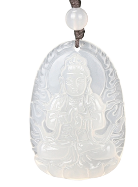 天然冰种白玉髓属羊大日如来吊坠