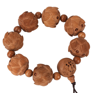 天然桃木手串正宗真老桃木莲花佛珠手链男女款婴儿宝宝压惊防惊吓