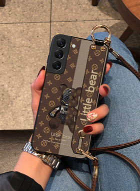 三星S25ultra手机壳S24plus外壳S21FE皮质感S23保护套note20腕带款S25Edge机械熊S22+斜挎挂绳S20潮牌网红