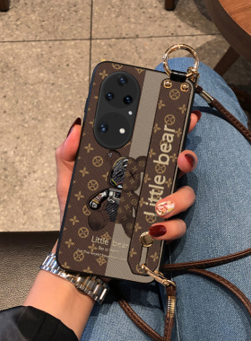 适用华为Pura80Ultra手机壳P60Art版皮质感P40pro+腕带款Pura70机械熊P20pro斜挎挂绳P30保护套P50e全包防摔