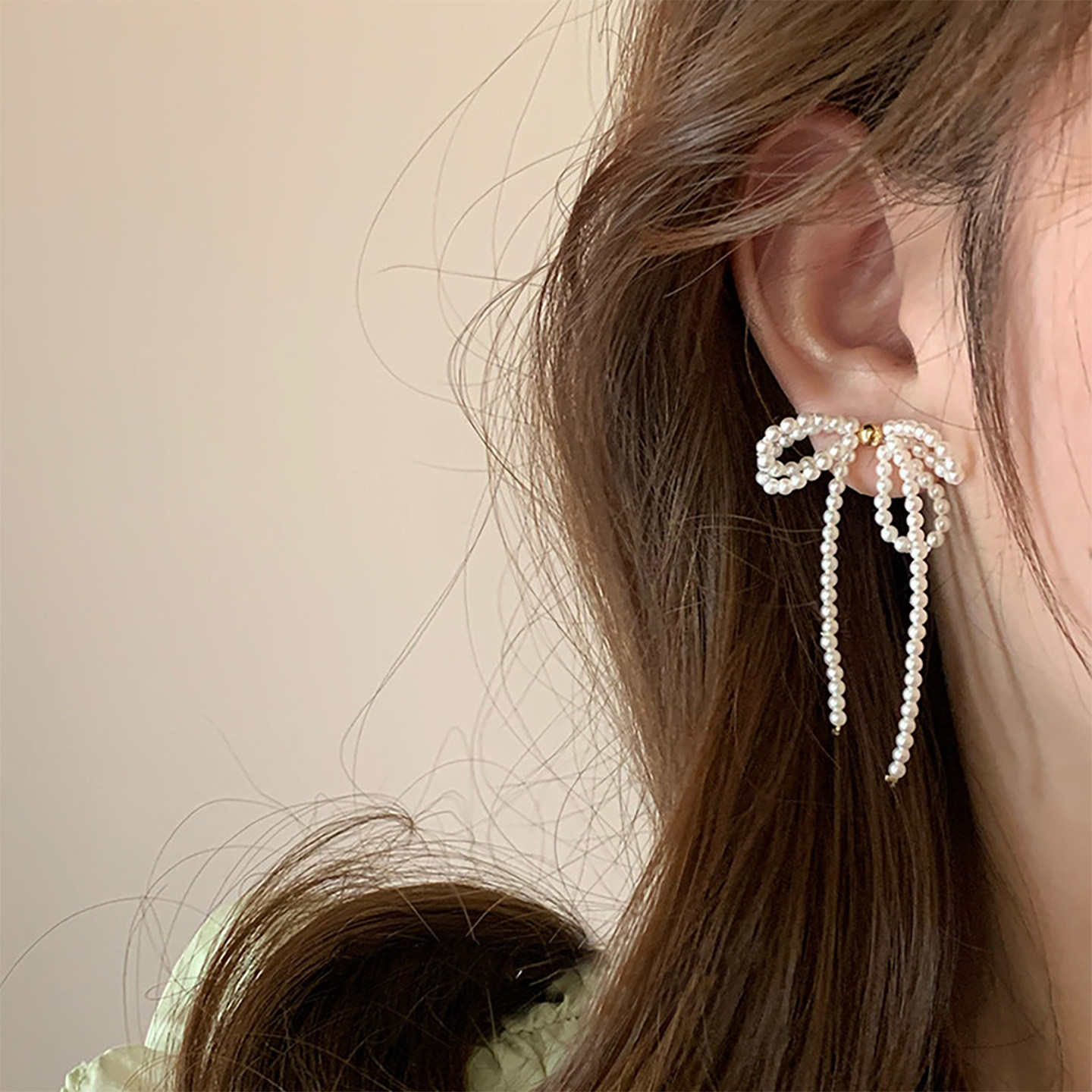 蝴蝶结珍珠耳钉长款流苏耳环轻奢高级感独特漂亮耳饰小香风耳环女