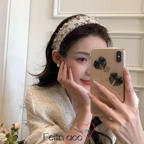 重工水钻发箍小香风宽边发饰