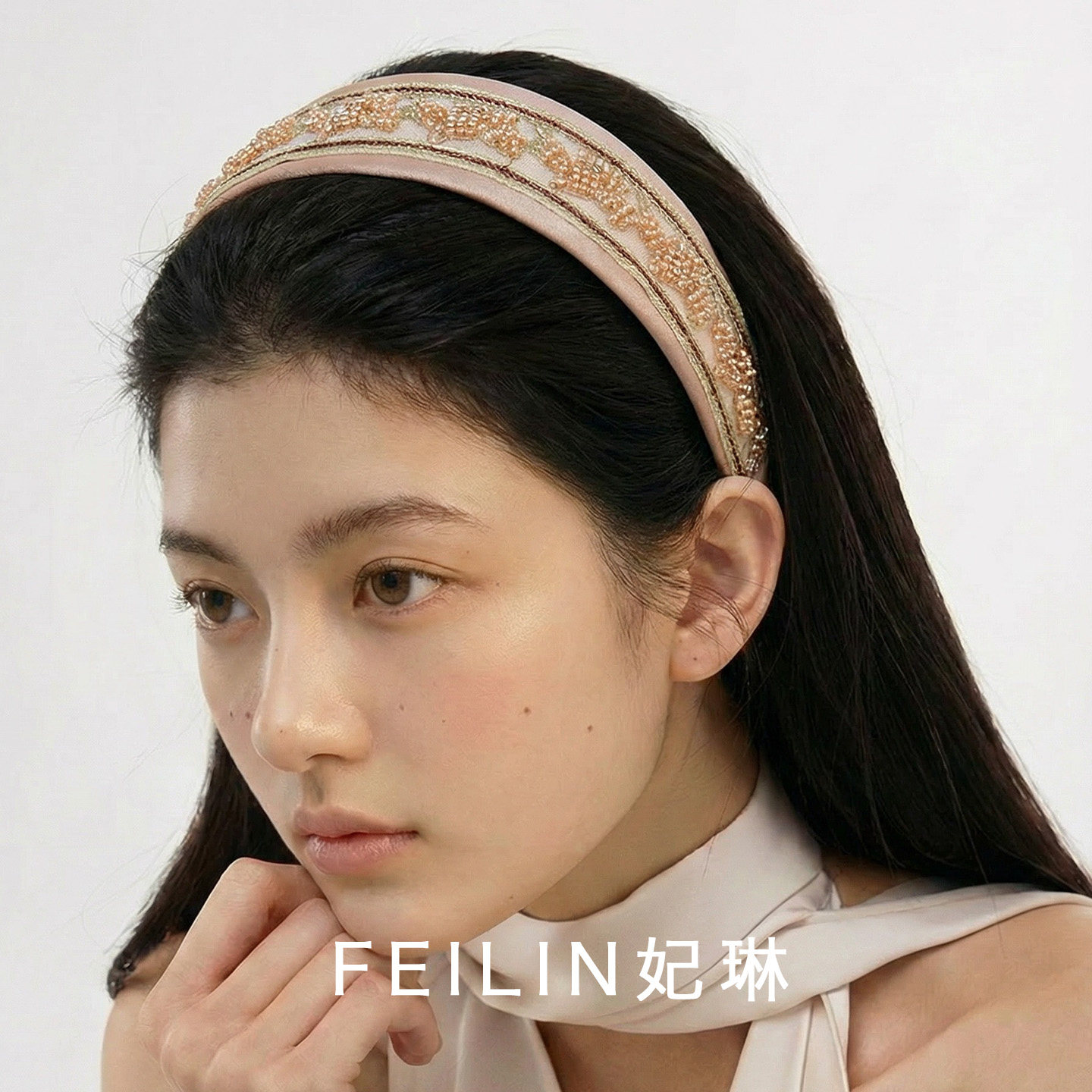 手工串珠重工高级感宽发箍头箍女图片