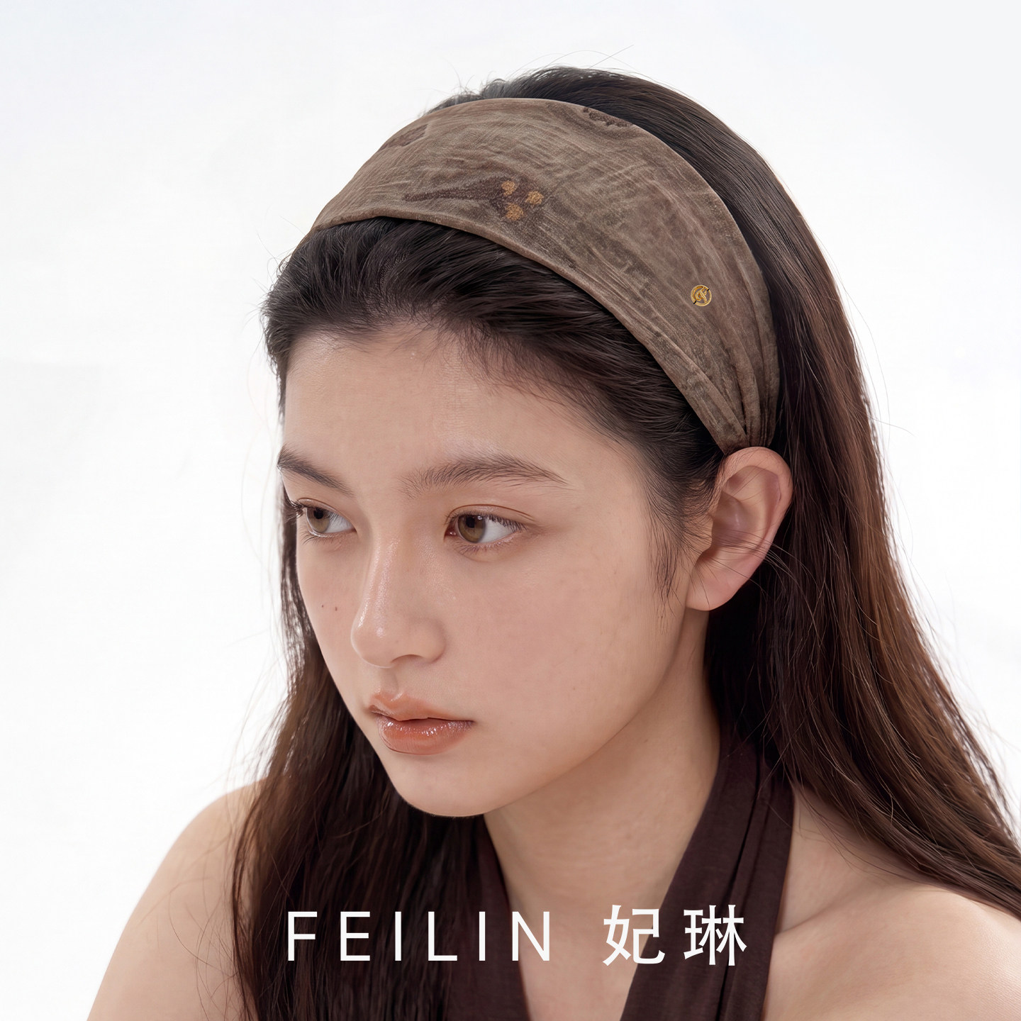 妃琳刺绣网纱宽边防滑丝绒发箍图片
