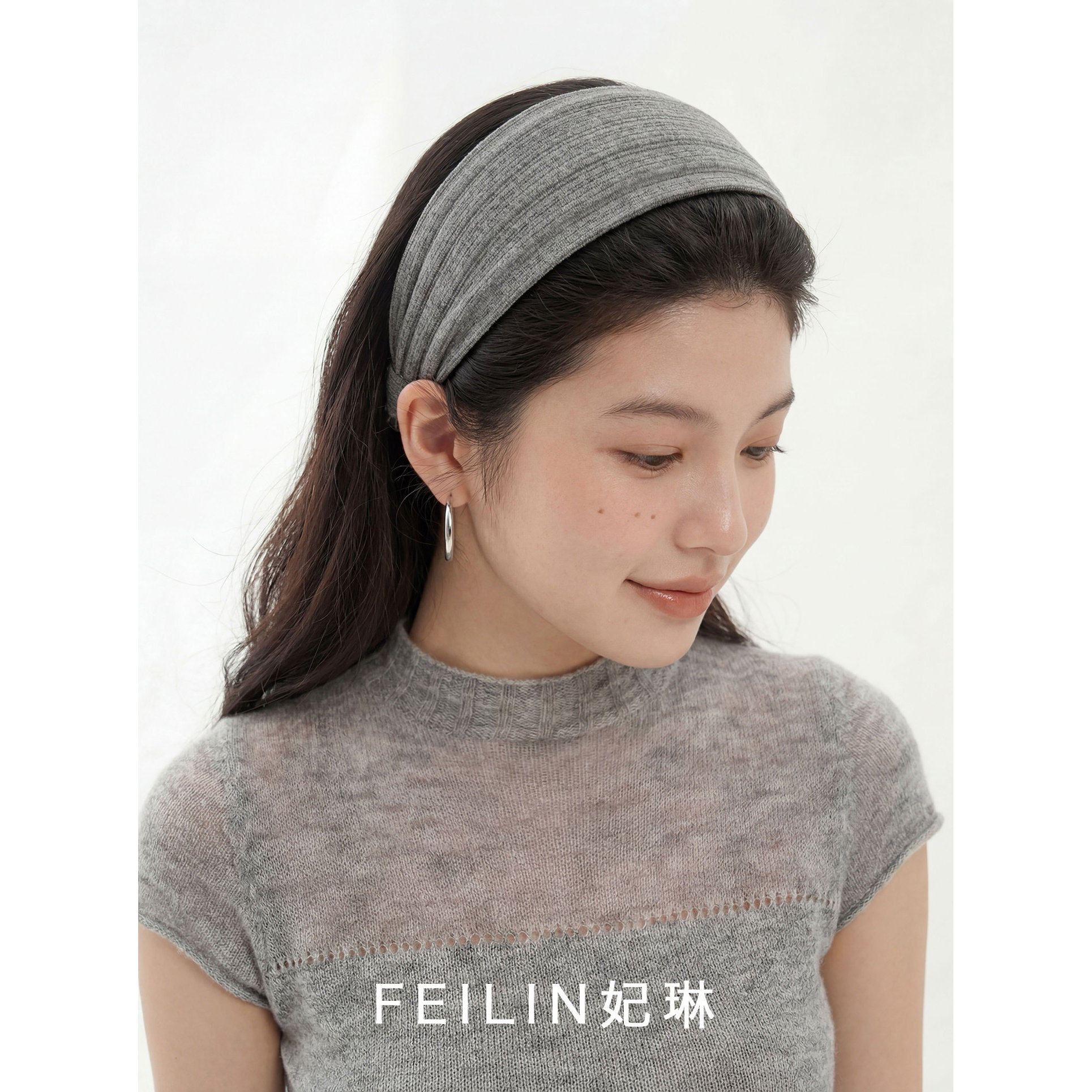 【可拆卸*水洗】发箍宽边女显脸小高颅顶发卡头饰头箍灰色发带式