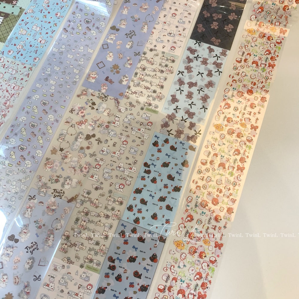 ins手绘涂鸦风韩系美甲转印纸 甜心宠物可爱美甲转印纸