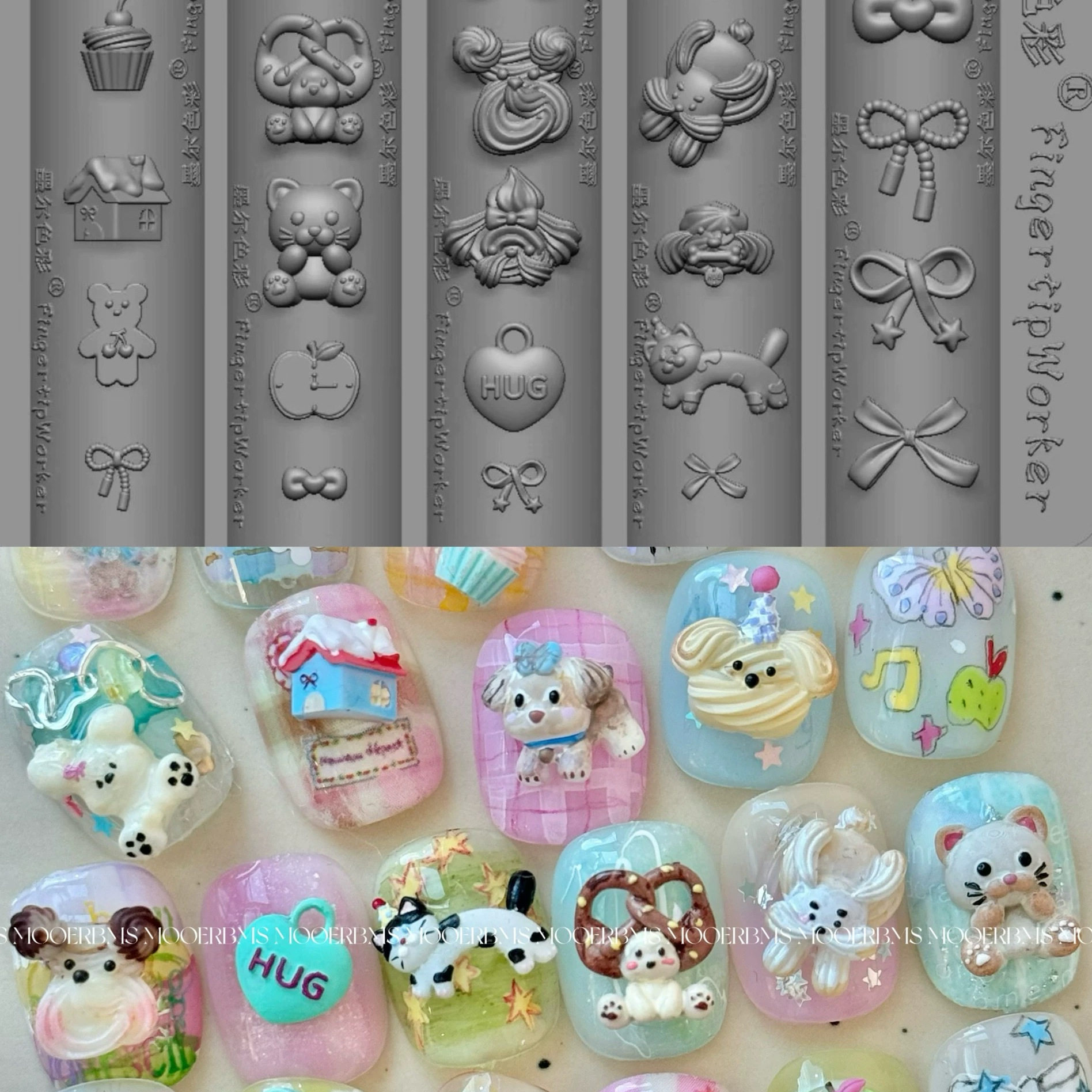 MOOERBMS奶油小狗美甲模具