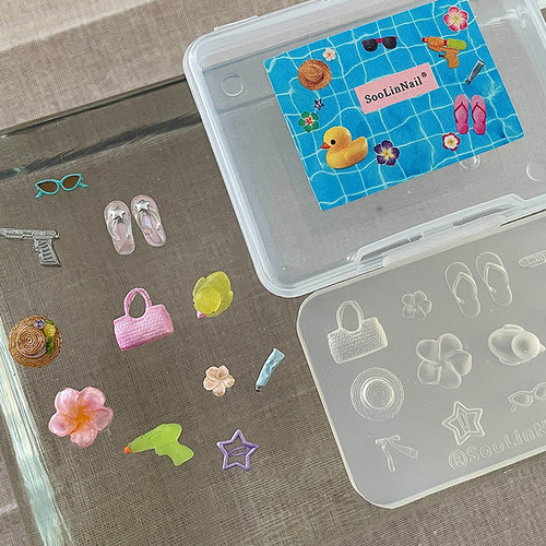 SooLinNail 海岛假日模具可爱鸭子小拖鞋鸡蛋花美甲模具