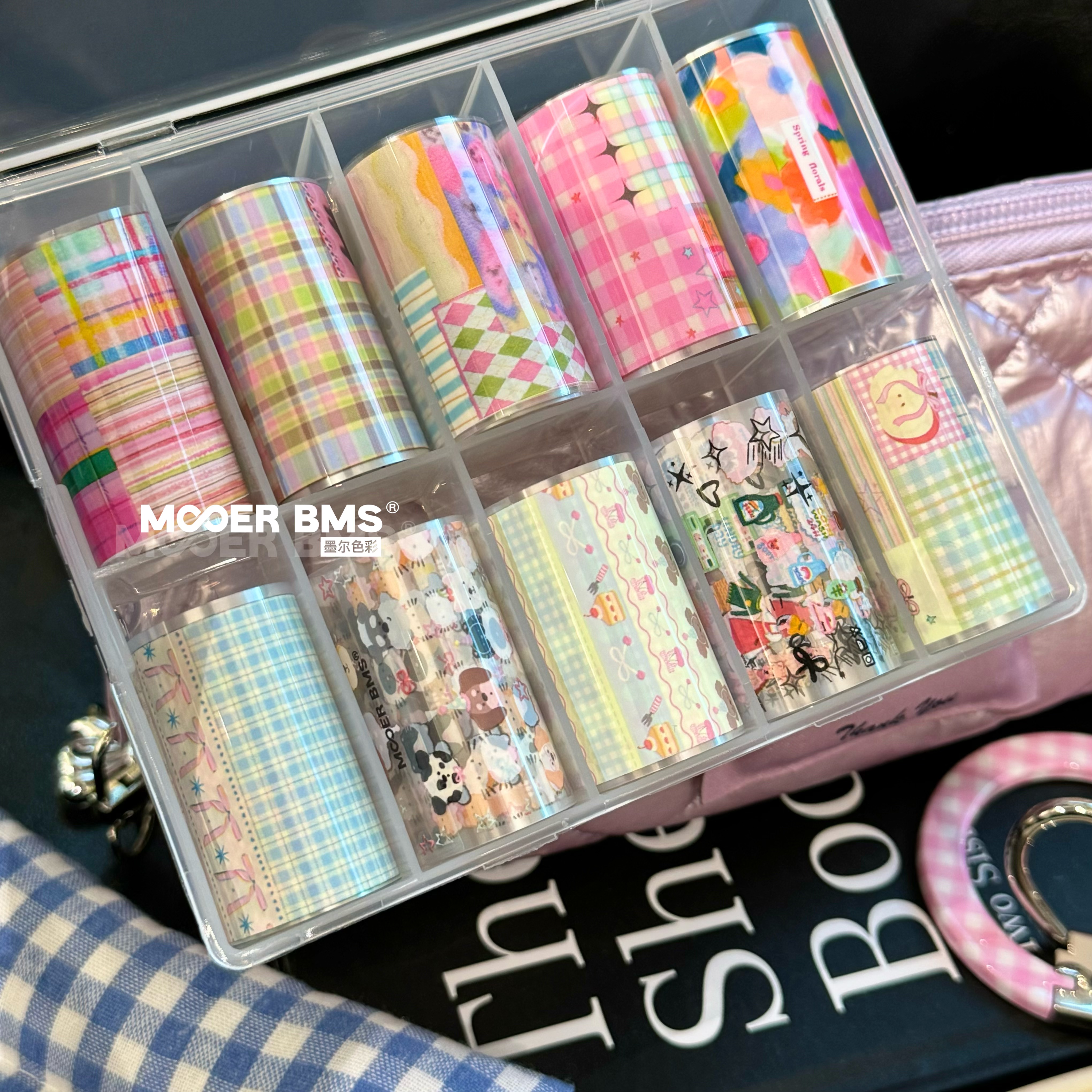 MOOERBMS粉色热恋游乐园美甲转印