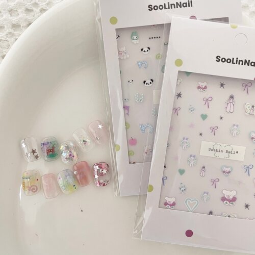 小众插画涂鸦艺术ins风美甲贴纸