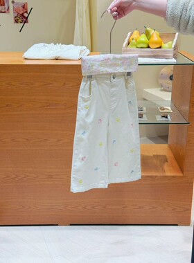 女童白色牛仔裤夏季2026新款中大童百搭休闲直筒裤儿童刺绣棉布裤