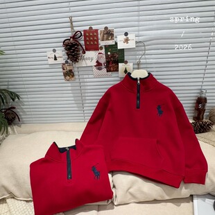 儿童红色卫衣男童2026马年春季新款本命年男女童薄款中大童上衣