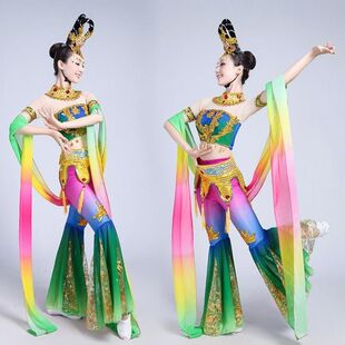 新款敦煌飞天舞蹈服装嫦娥奔月演出服琵琶成人仙女飘逸古典民族服