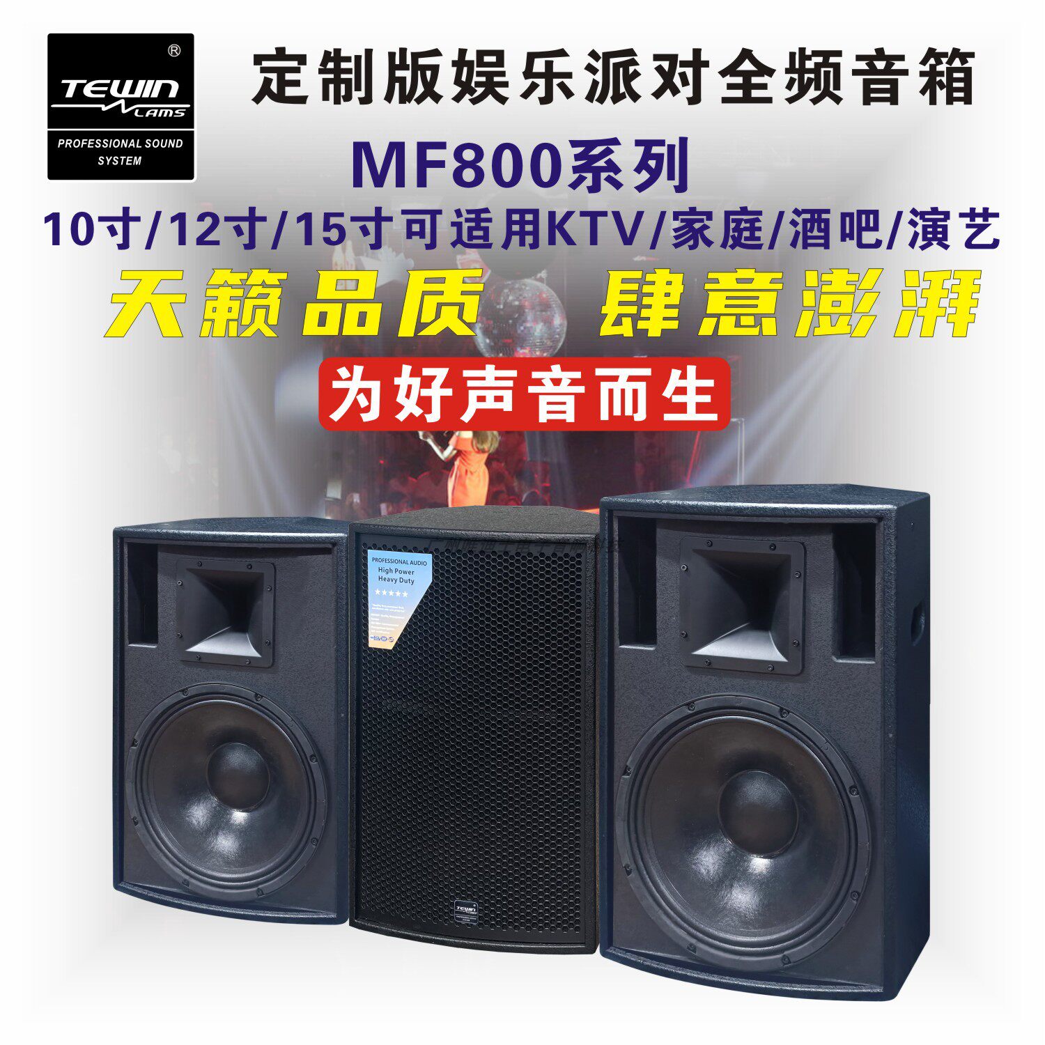 天韵高性价比前导大功率单10/12/15寸高端定制喇叭卡拉OK专业音箱