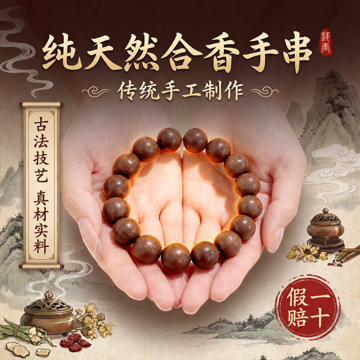 非遗药香手串古法天然草本手链