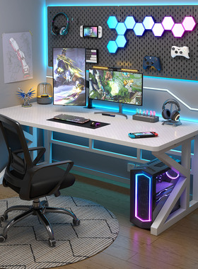 实木电脑桌书桌学生家用写字桌办公长条桌工作台双人电竞桌小桌子