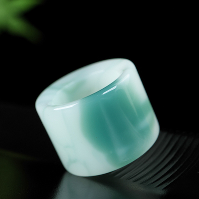 和田玉翠青玉扳指戒指