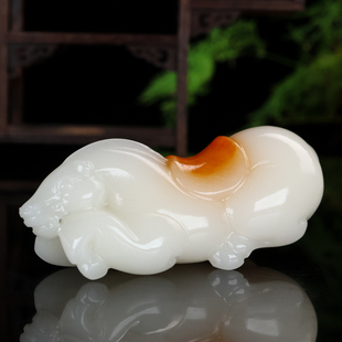 天然和田玉白玉籽料玉马手把件精雕马到成功羊脂玉把玩件玉石摆件
