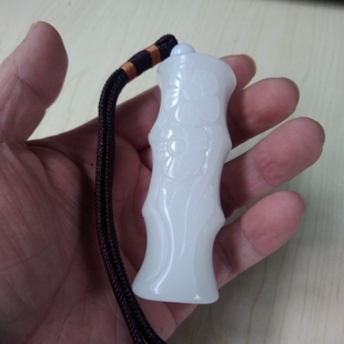 天然新疆和田玉白玉竹节手把件羊脂级白玉节节高升手玩件竹子把件