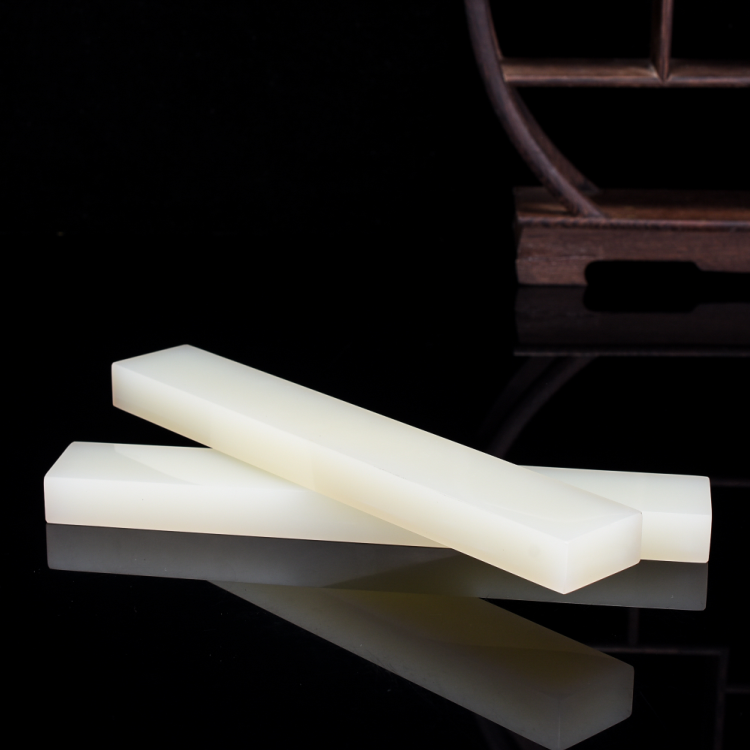 白玉镇尺镇纸玉石书法压纸文房用品摆件天然和田白玉镇尺印章摆件