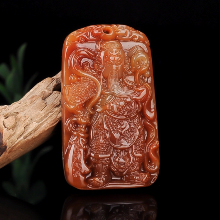 精雕黄龙玉关公吊坠男士项链玉牌关二爷武财神吊坠男款霸气挂件