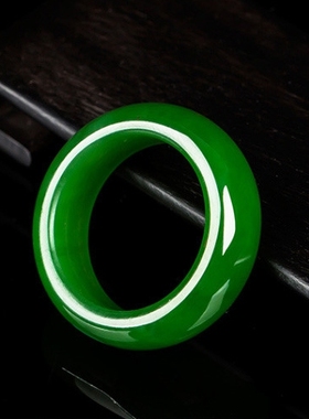 天然和田玉碧玉戒指和田玉指环扳指碧玉菠菜绿玉环男女款玉石戒指