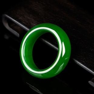 玉石戒指 天然和田玉碧玉戒指和田玉指环扳指碧玉菠菜绿玉环男女款