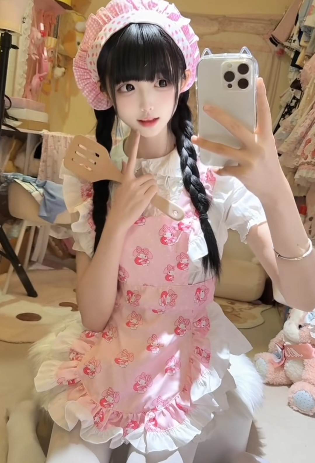 甜妹小厨娘美乐蒂围裙/Lolita萌系软主播上镜服装蓬蓬半身裙套装