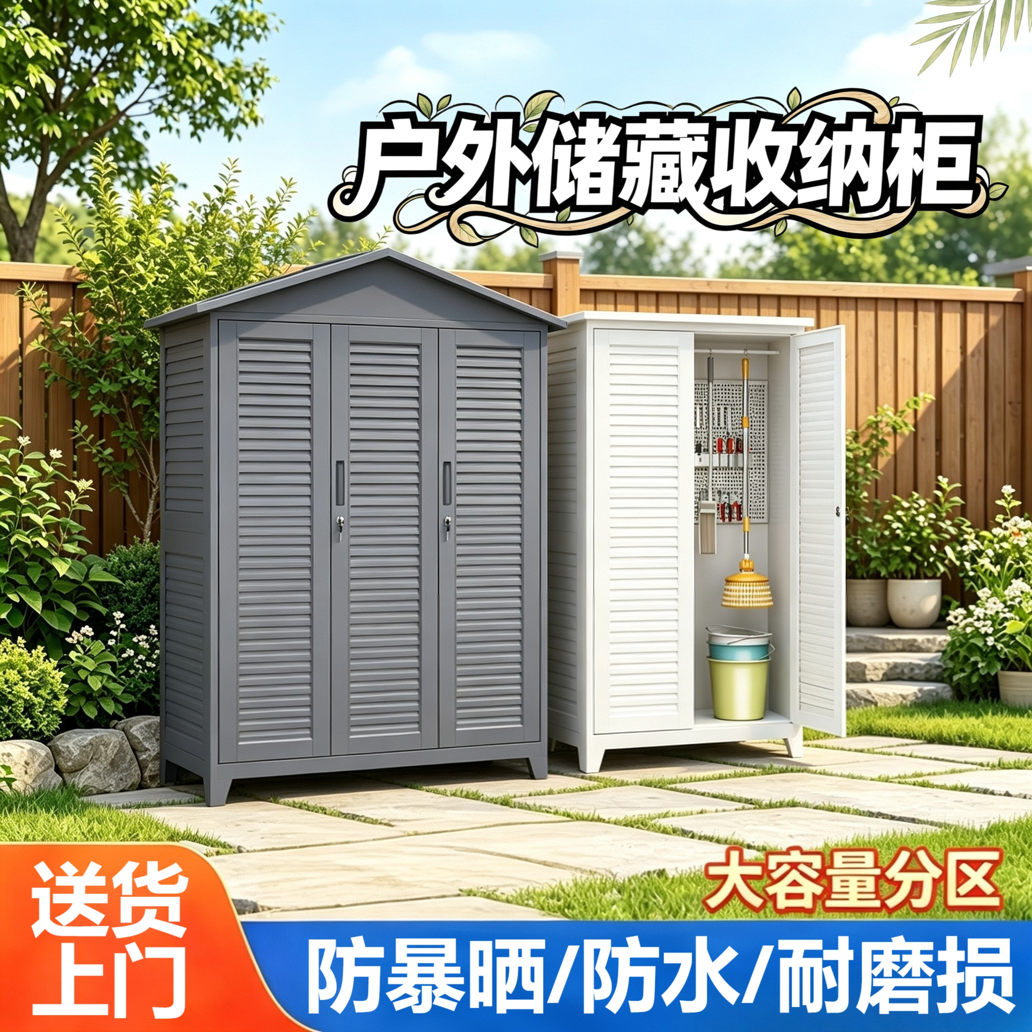 户外防水大容量保洁储物柜图片