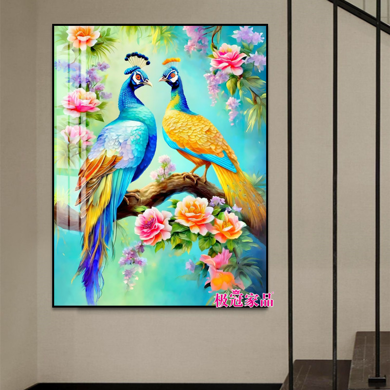2024新款5d钻石画花开富贵孔雀砖石贴画客厅点钻十字绣牡丹钻石绣