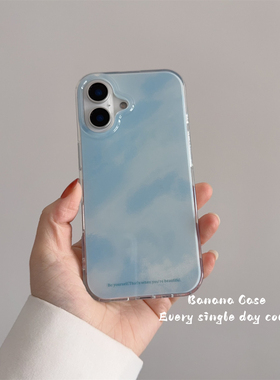 BananaCase小众ins冰川蓝晕染适用16promax苹果15pro手机壳iPhone13光面17promax新款防摔16简约保护套14硬壳