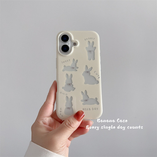 韩国ins小众趣味半透镂空蝴蝶结兔子适用16promax苹果15pro手机壳iphone14新款 13promax防摔16可爱15保护套硬