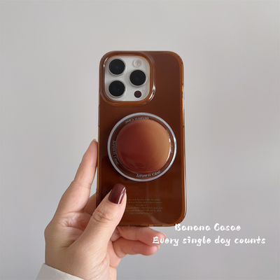 小众ins复古茶棕色磁吸支架硬壳
