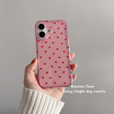 韩国ins小众少女粉波点16手机壳