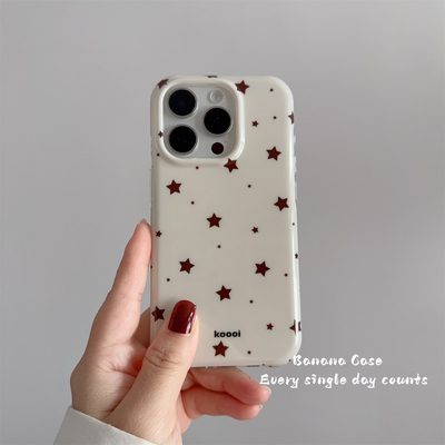 韩国ins温柔奶杏棕色小星星硬壳