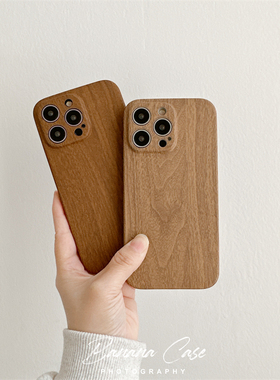 BananaCase小众ins仿皮质木纹适用苹果14pro手机壳13promax超薄iphone12软壳11全包摄像头16promax保护套15潮