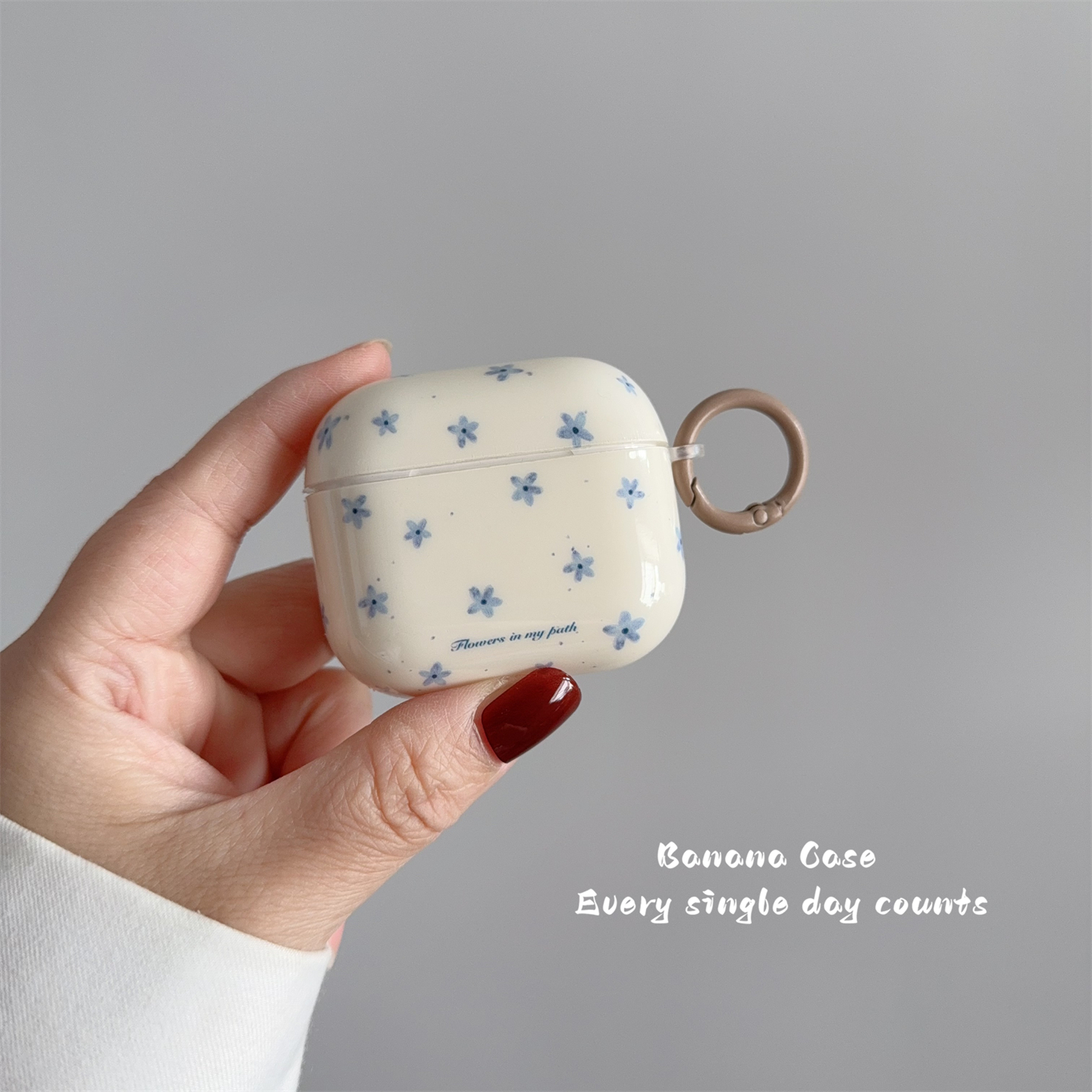 韩系ins小众蓝色小花花AirPods套