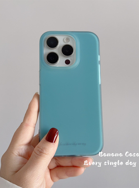 BananaCase小众ins湖水蓝英文磨砂硬壳适用iPhone17苹果14pro手机壳16promax简约防摔13新款15promax保护套15