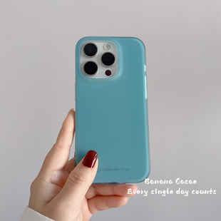 BananaCase小众ins湖水蓝英文磨砂硬壳适用iPhone17苹果14pro手机壳16promax简约防摔13新款15promax保护套15