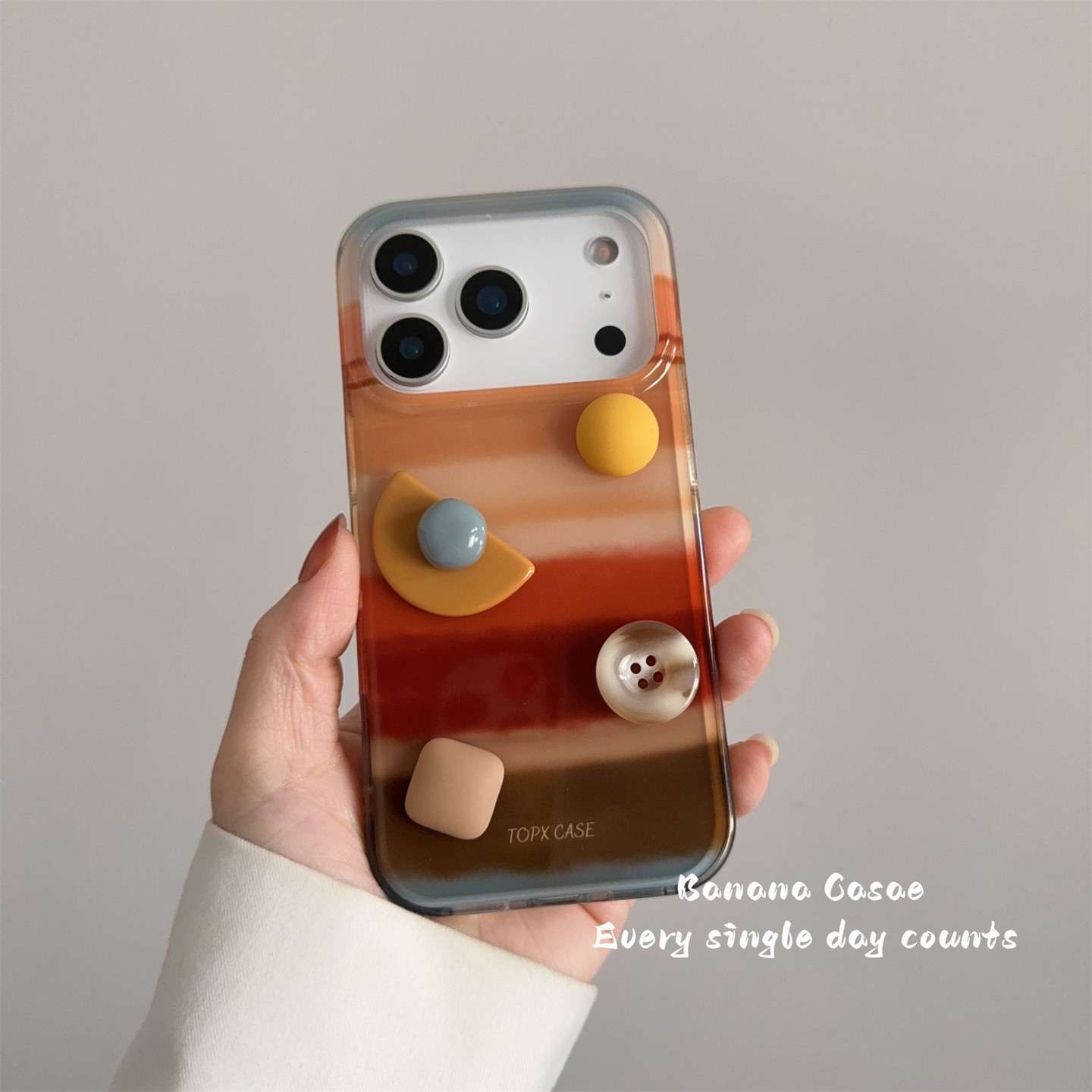 BananaCase秋冬ins复古彩色条纹立体纽扣适用16promax苹果17pro手机壳iPhone17新款15promax防摔13/14pro硬壳