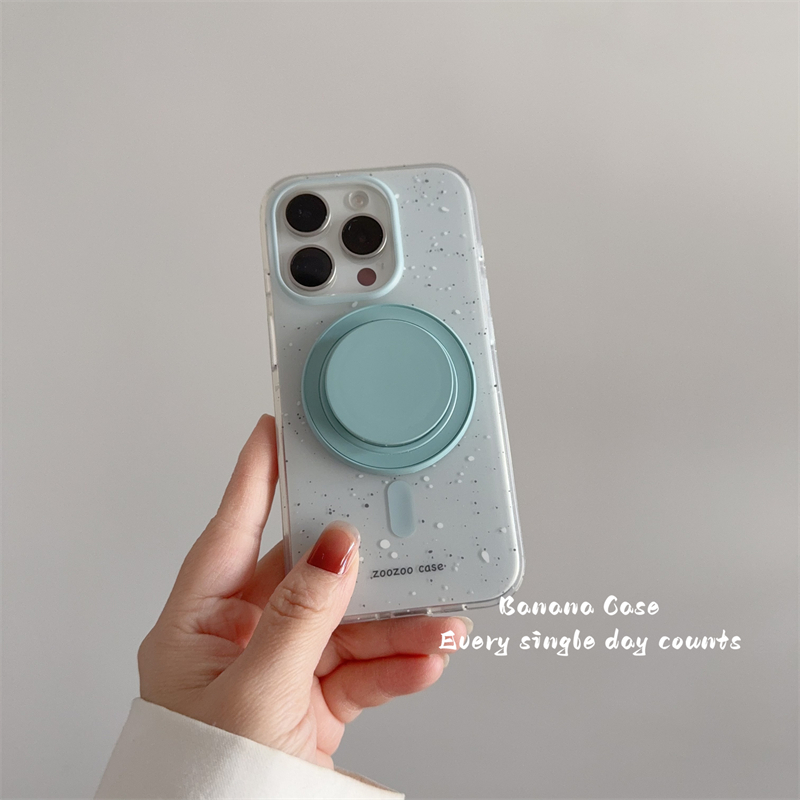 韩国ins小众灰绿色泼墨磨砂磁吸硬壳适用16promax苹果15pro手机壳iPhone14圆形支架13promax新款防摔15保护套