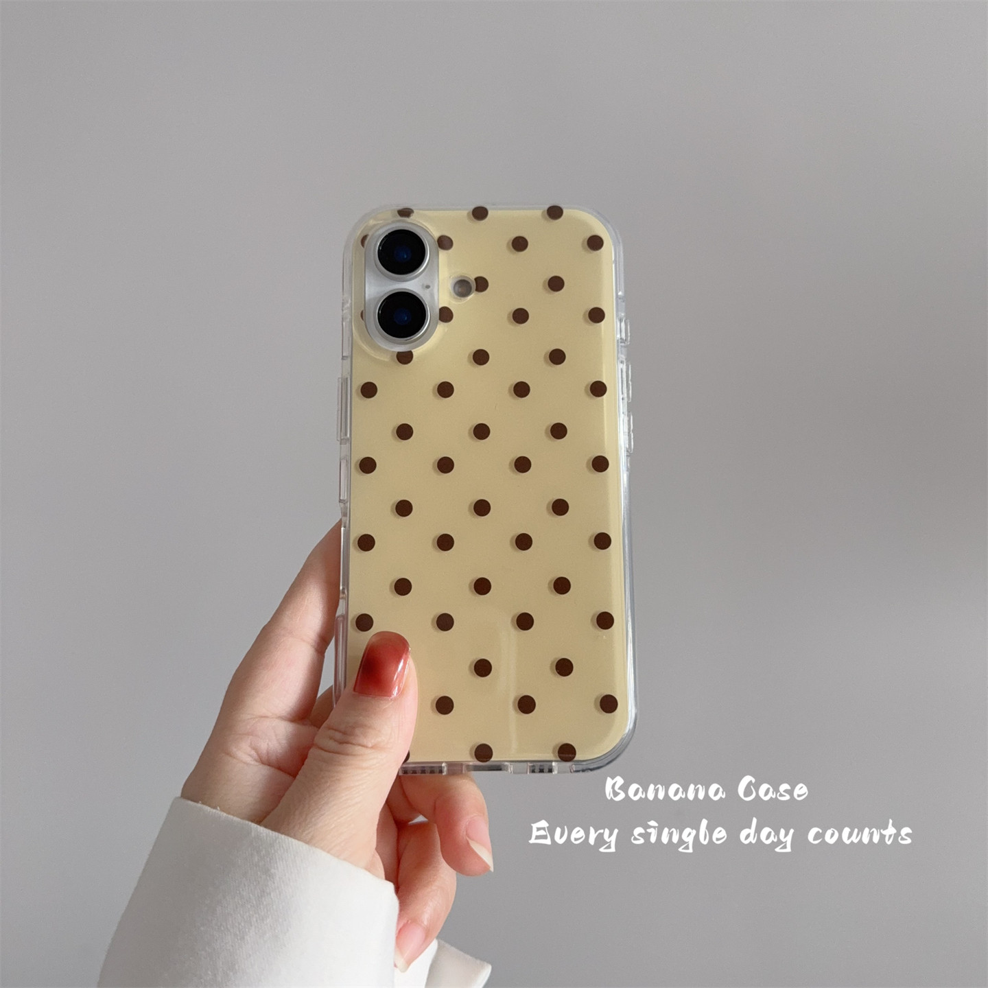 BananaCase韩国ins氛围感黄底棕色波点适用iPhone16promax苹果17pro手机壳13/14pro简约保护套16新款硬壳15女