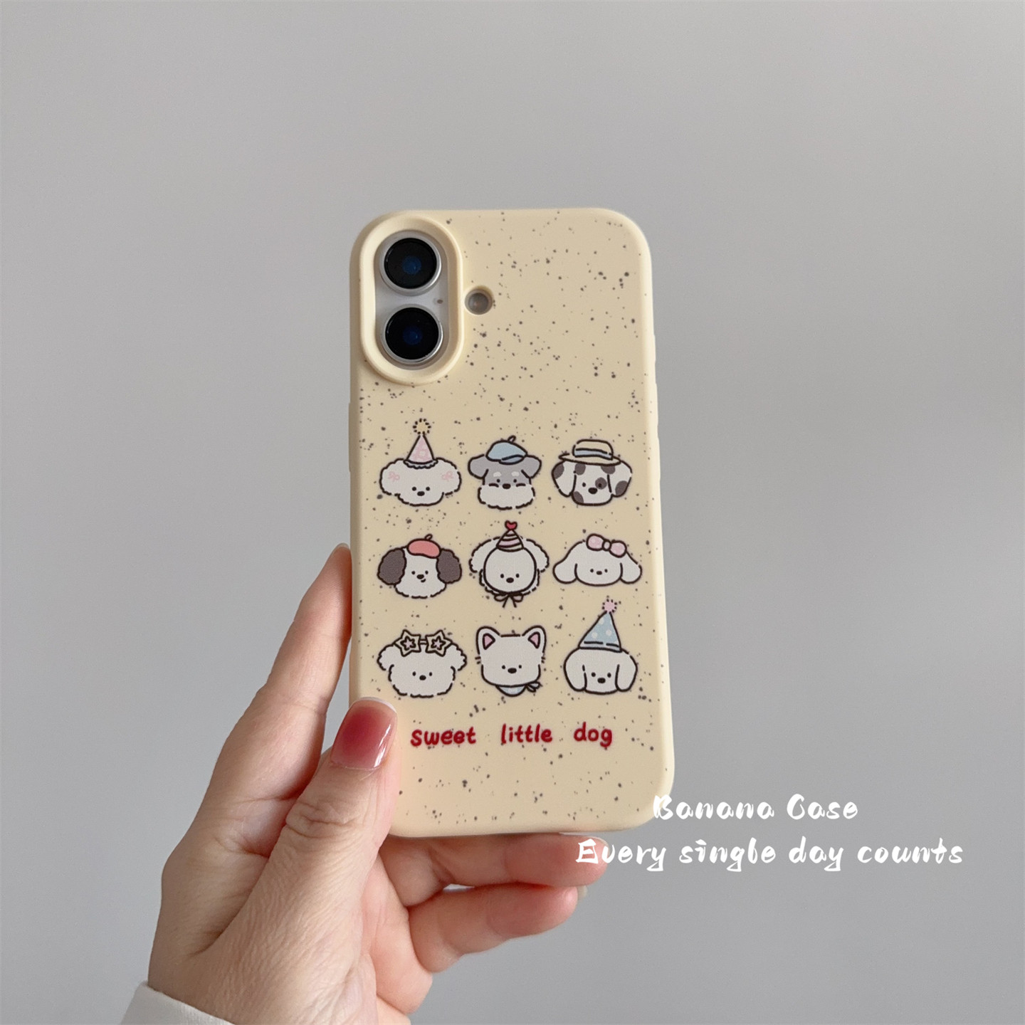 BananaCase韩国ins奶黄色泼墨可爱狗狗适用iPhone16promax苹果15pro手机壳13/14pro磨砂防摔16趣味保护套15软