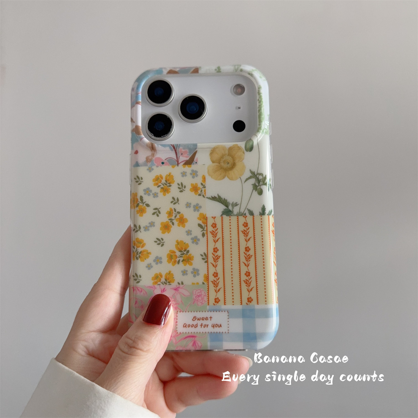 BananaCase韩国ins小清新拼接黄色小碎花适用iPhone17promax手机壳16pro亚克力15promax新款13/14pro保护套硬