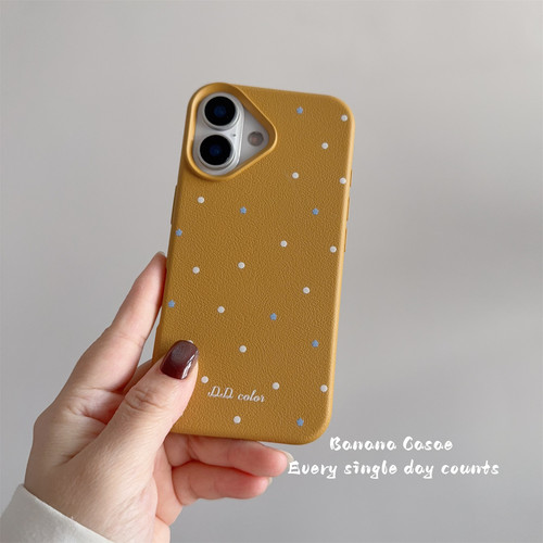 秋冬ins土黄色蓝白波点17pro软壳