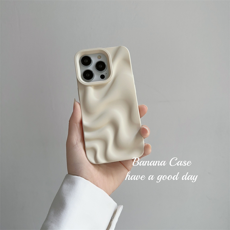 BananaCase小众ins简约奶白色不规则波浪纹适用于iPhone13苹果15pro手机壳16promax硅胶磨砂11防摔14保护套12