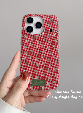 BananaCase韩国ins新年氛围红色格纹镂空星星适用iPhone17promax苹果16pro手机壳15pro防摔14pro保护套13硬壳