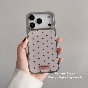 BananaCase韩国ins少女粉蓝色爱心适用16promax苹果17pro手机壳iPhone17银色边框15pro新款 14pro防摔13保护套