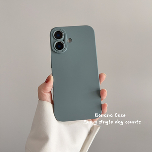 韩国小众复古雾蓝色适用16promax苹果15pro手机壳iPhone14全包17air简约16plus防摔16E软壳12pro保护套11软壳