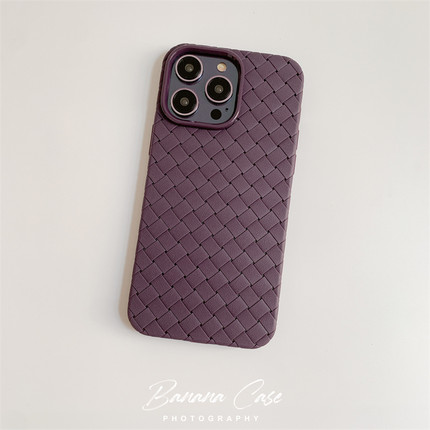 BananaCase高级暗夜紫编织纹适用iPhone14手机壳15pro苹果17软16proma超薄软壳17air散热透气纯色保护套13pro